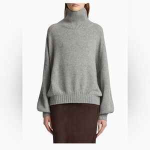 KHAITE Morris Heather Gray Cowl Neck Sweater CASHMERE
